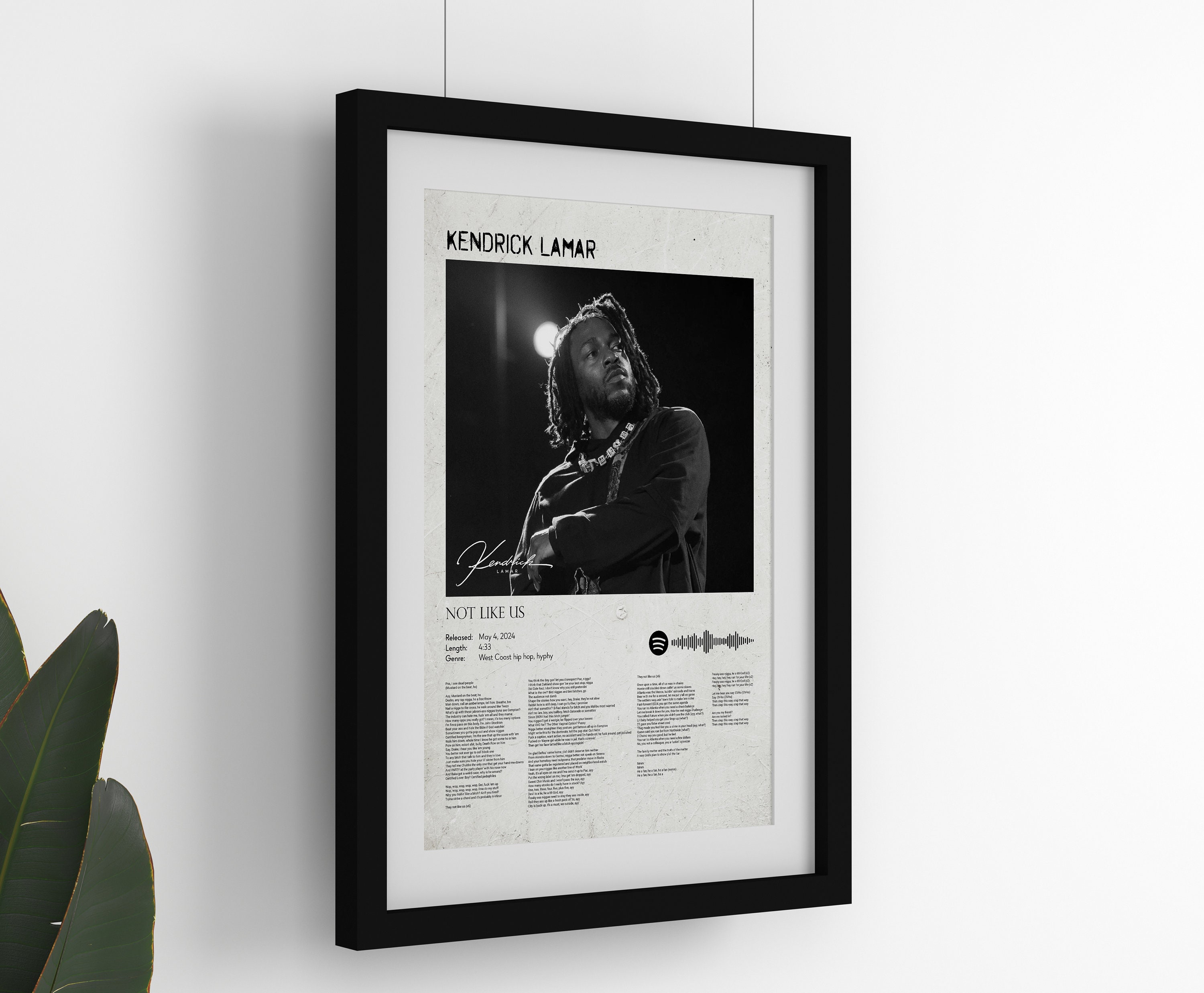 Kendrick Lamar Not Like Us Lyrics Poster, Kendrick Lamar Album Poster
