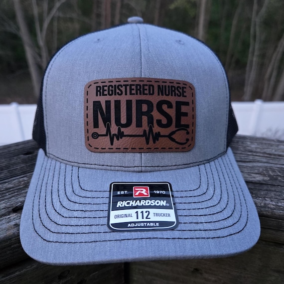 Registered Nurse Engraved Leather Patch Hat, Medical RN Cap, Healthcare Worker Gift, Nursing Student Graduation Gift