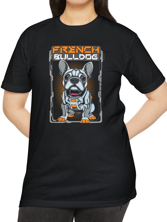 Mecha Cyborg French Bulldog T-shirt, Robotic Frenchy Tee, Bulldog Lover Shirt, Dog Graphic Top, Animal Print Tee