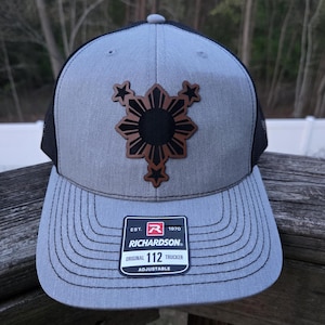 Filipino Gift Hat with Leather Patch - Filipino 3 Stars and a Sun, Philippines Flag Cap, Pinoy Pride Headwear
