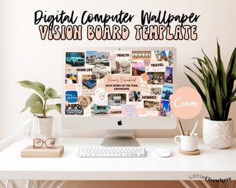 Digital Desktop Vision Board Wallpaper: Canva Template (Instant Download)