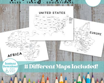 Printable World Map Coloring Pages – Continents, Countries & States Travel Tracker