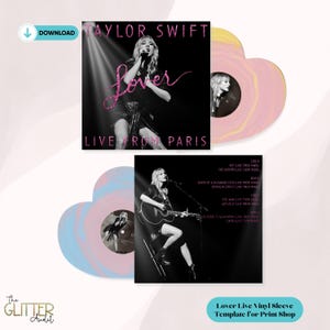 Digital Lover Live from Paris op maat gemaakte vinylhoes, print on Demand zwart en glitter roze minnaar vinylhoes, Taylor LLFP digitale pdf-hoes