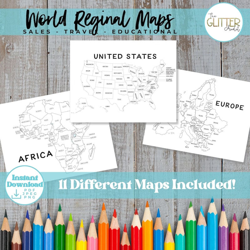 World Map With Outline Etsy - Il 800x800.6934474373 K5xb