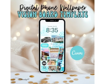 Plantilla de tablero de visión digital: fondo de pantalla personalizable para teléfono (Canva, descarga instantánea, guía en PDF)