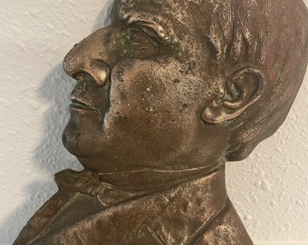 Ancien chef de portrait en fonte en bronze du début du siècle, 25e président, W McKinley