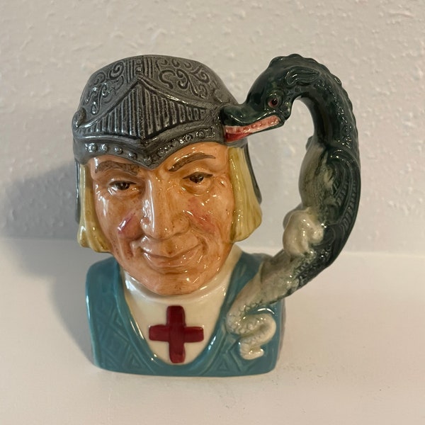 D6621 Royal Doulton small character jug St George | UK Made | Old and Mint