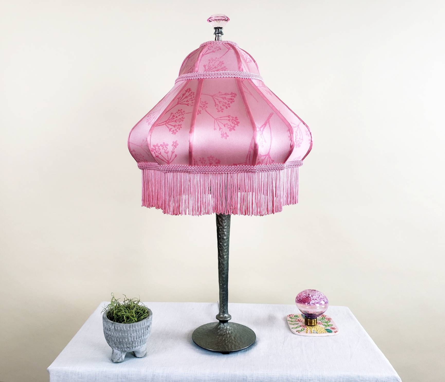 Pink fringe lamp deals