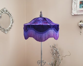 Violet Velvet Lampshade with Matching Ombre Fringe