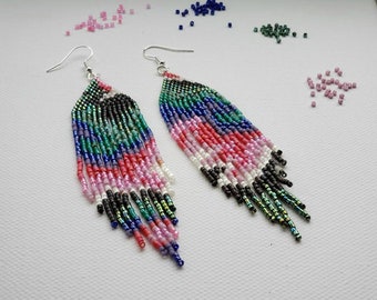 Seed Bead Earrings - Abstract Flowers