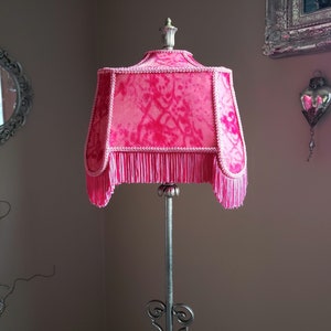 Velvet Lampshade in Hot Pink with Fringe