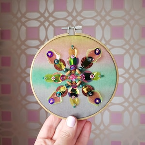 Embroidery Beads and Sequins Design on Silk.