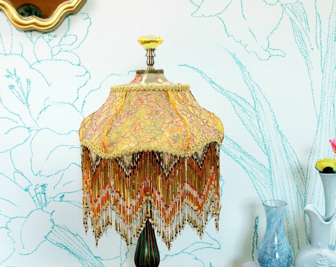 Handmade Silk Lampshade With Seedbead Fringe Etsy