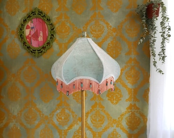Velvet Seafoam and Coral Lampshade