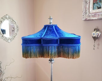 Blue Velvet Lampshade - Eclectic Home Accent