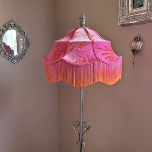 Pink Velvet Fringed Lampshade