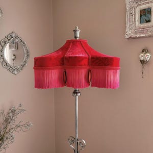 Fringe Lampshade in Red, Victorian-Style
