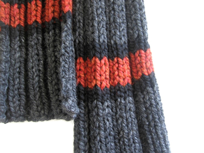 Men's Grey Scarf. Chunky. Handknit. Ribbed in Charcoal Etsy