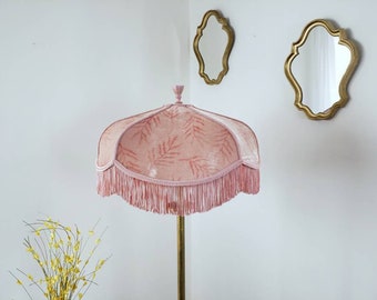 Handmade Lampshade in Subtle Nude Velvet, for Floor Lamp