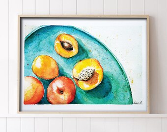 Peaches. Print from original watercolour art work, print download