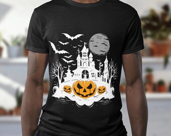Adult Unisex Cotton Halloween Castle T-Shirt
