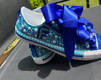 Wedding, Birthday, Event, Custom Bling Low Top BRANDED Converse Shoes