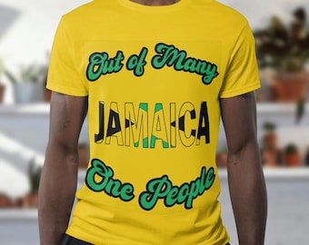 Children's Unisex Cotton Jamaican Flag Gold (Yellow) or Green T-Shirt