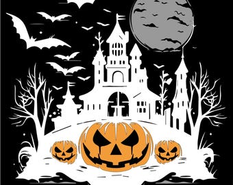 Children's Unisex Cotton Halloween Castle Shirt