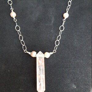Sterling Silver Hematoid Quartz and Shimmering Peach Moonstone Necklace by Sapphireskies Design