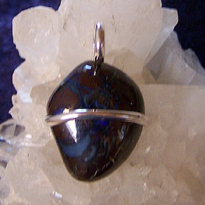Sterling Silver Australian Boulder Opal Pendant OOAK Handmade by Sapphireskies Designs