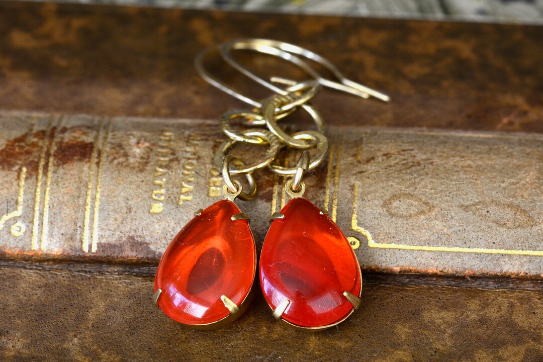 Vintage Glam Burnt Orange Rhinestone Earrings - Etsy