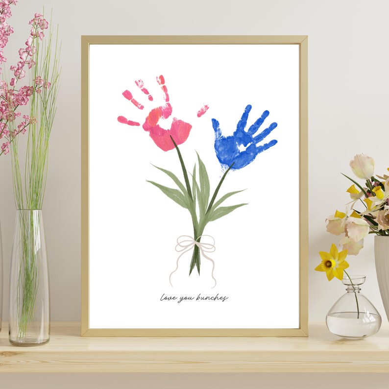 Handprint Flower Bouquet Template, DIY Kids Art (digital Download) Etsy