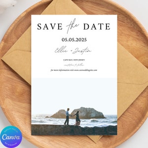 Portret-save-the-date trouwkaart om je eigen foto in te voegen Downloadbare sjabloon