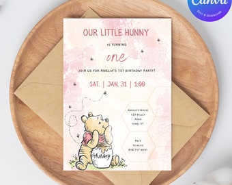 Pooh Birthday Invitation Template for Girls Download