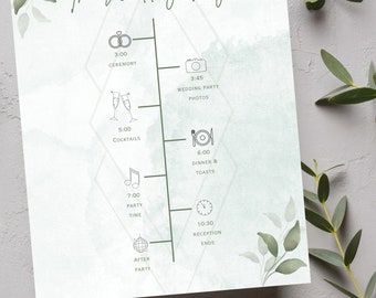 Greenery Wedding Timeline Template Download