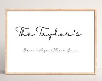 Personalized Family Name Art Print: Custom Wall Decor (Digital Download)