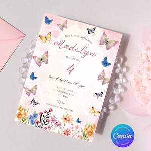 Birthday Girl Our Little Butterfly Invitation Template Download