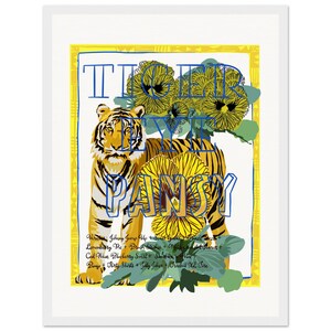 Tiger Eyed Stiefmütterchen Gerahmtes Poster 12 x 16 Floral Wall Art.  Für Kunstliebhaber, Garten- und Fuchsliebhaber auf der Suche nach einem wunderlichen Geschenk