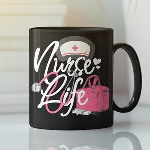 Nurse Mug, Healthcare Professional Gift, Printed Black Coffee Cup, Medical Office Decor, Doctor Appreciation Present, Hospital Staff