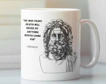 Coffee Mug, Stoic Motivational Inspirational Phrases White Ceramic Cup, Gift for Philosophy Enthusiasts, Stoicism Quotes Tea Cup, 11oz 15oz