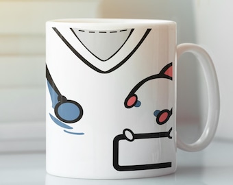 Coffee Mug, Medical Scrubs Design, Doctor Nurse Gift Cup, 11oz, 15oz, Healthcare Tea Mug, Physician Office Decor, Hospital Staff Present