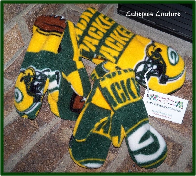 Custom fleece Green bay Packers fleece mittens all sizes image 1