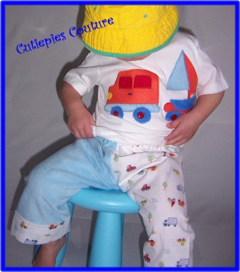 Custom Boutique Boys Cutiepies Couture Taking the boat to the lake NB-5T image 1