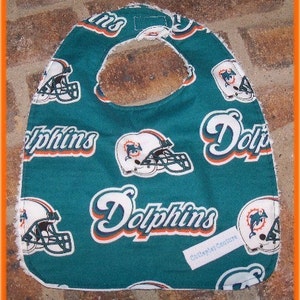 Custom boutique Cutiepies Couture Miami dolphin and heat bib with chenille New image 1