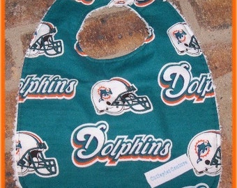 Custom boutique Cutiepies Couture Miami dolphin and heat bib with chenille New