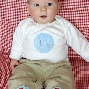 New Cutiepies Couture Custom boutique boys chenille baseball shirt or onsie image 3