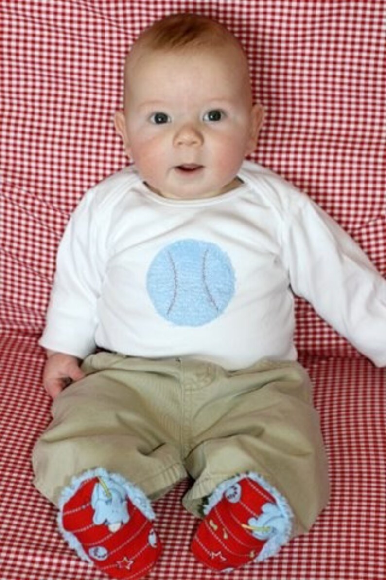 New Cutiepies Couture Custom boutique boys chenille baseball shirt or onsie image 3