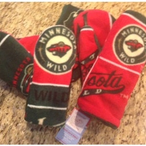 Minnesota wild hockey fleece mittens all sizes 2/3t to adult sizing available image 1