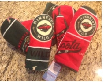 Minnesota wild hockey fleece mittens- all sizes 2/3t to adult sizing available