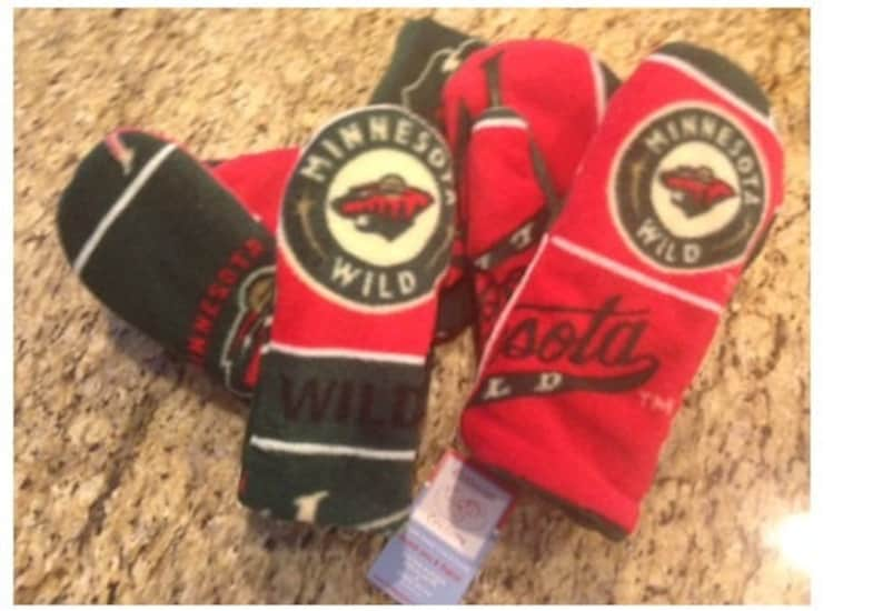 Minnesota wild hockey fleece mittens all sizes 2/3t to adult sizing available image 1